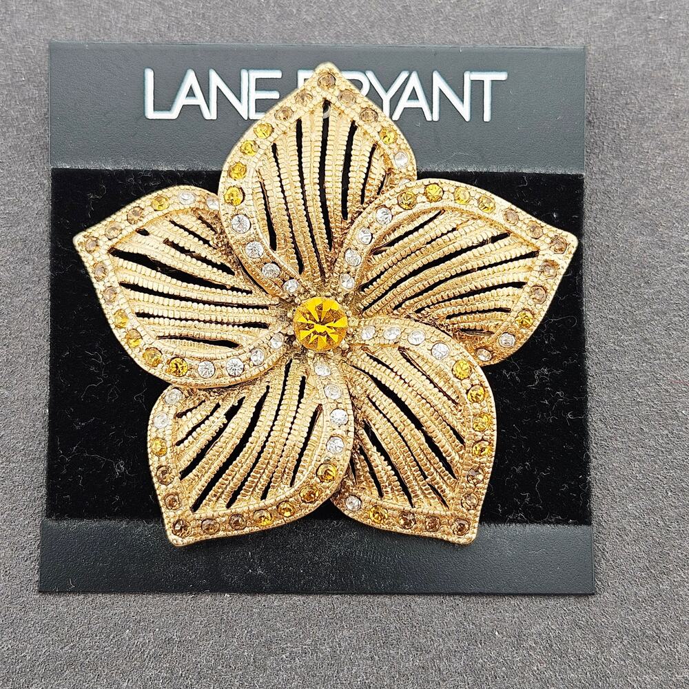 Lane Bryant Gold and Yellow Floral Brooch